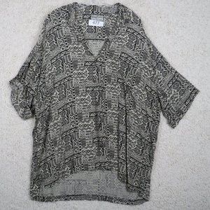 Kenny‎ Flowers* Women's Short Sleeve Button Down One Chest Pocket Blouse~3XL